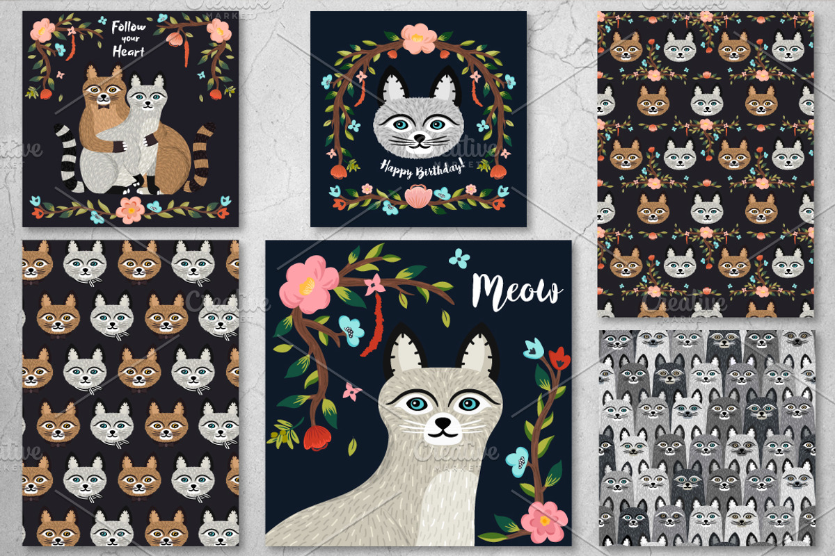 Big Meow Set. Cute Cats Prints, an Animal Illustration by Dasha_D (Photo 9 of 9)