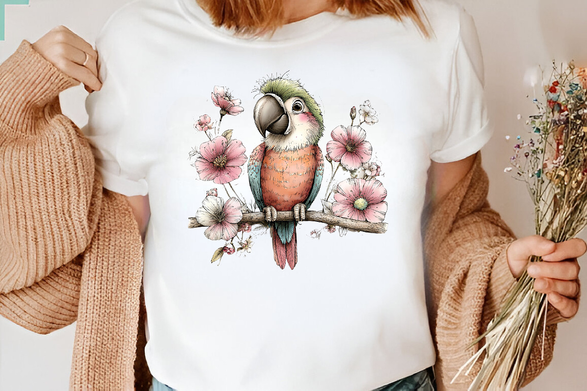 Whimsical Spring Macaws Clipart, an Illustration by CreationArt (Photo 4 of 7)