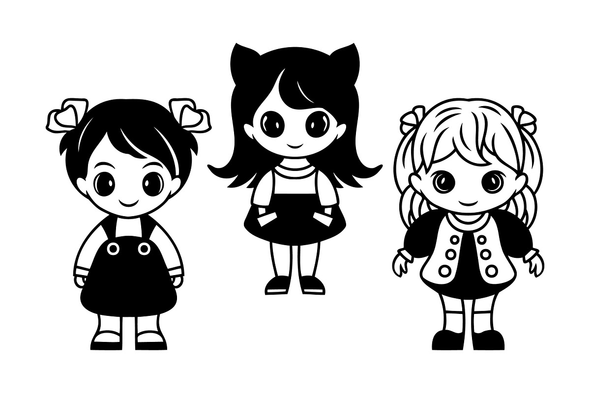 SET Girls and boy with Big Eyes, a Background Graphic by IrySha (Photo 4 of 4)