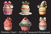 Christmas Cupcakes Vintage Clipart, an Illustration by RobertsArt (Thumbnail 7 of 7)