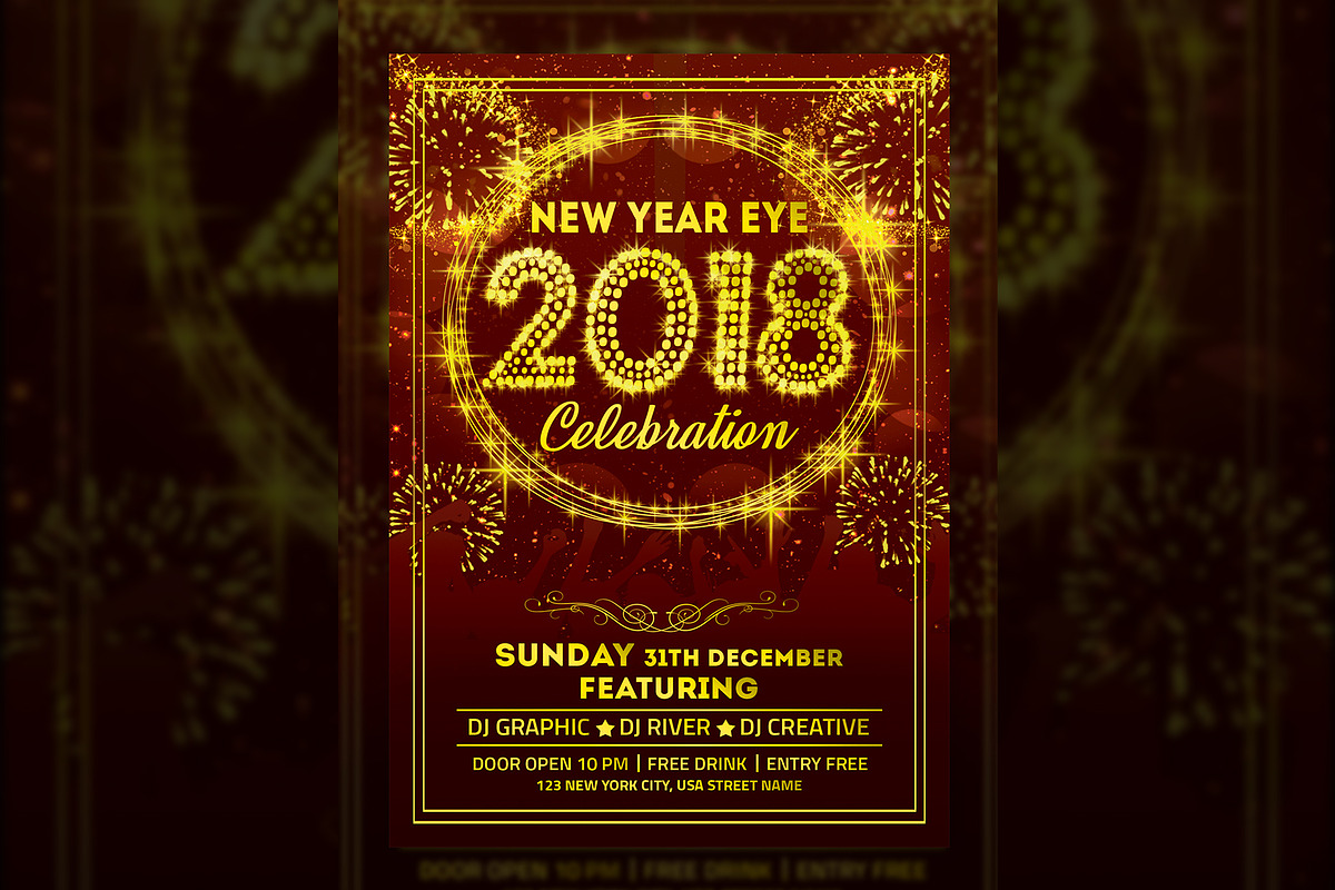 New Year Party Flyer, a Flyer Template by Creative  designer (Photo 2 of 4)