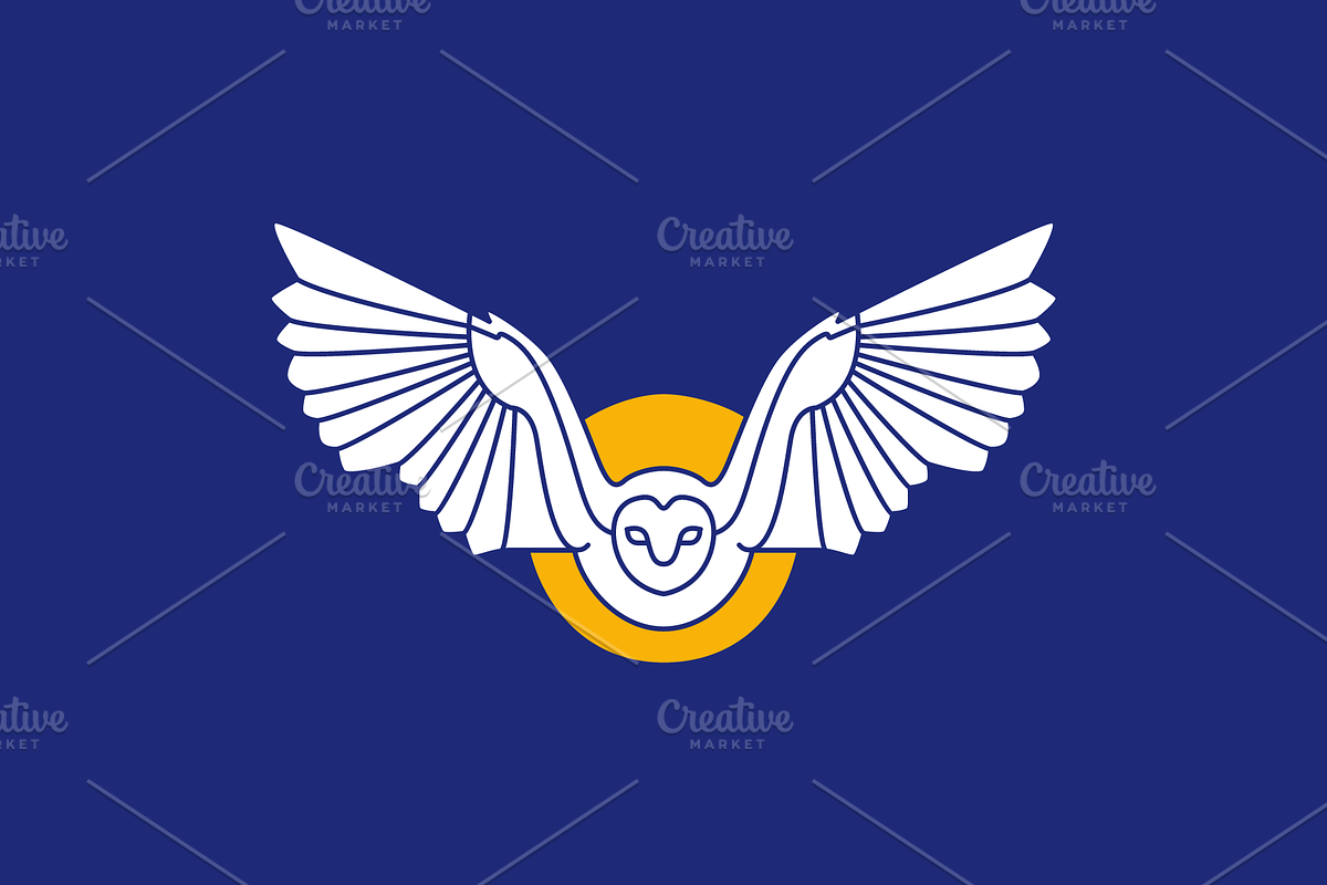 white barn owl fly wings line logo, a Branding & Logo Template by devastd