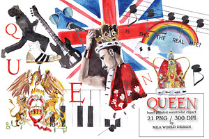 Queen Band Watercolor Clipart