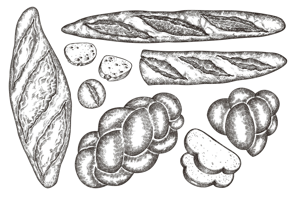 Baked Bread Vector Illustrations, a Food Illustration by Lubov Illustrations Shop (Photo 2 of 7)