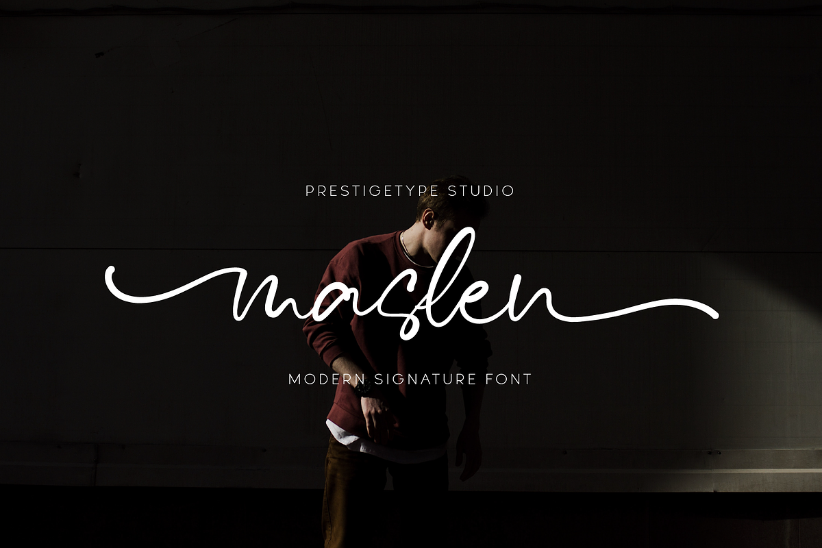 Maslen Modern Script Font, a Script Font by Prestigetype (Photo 1 of 6)