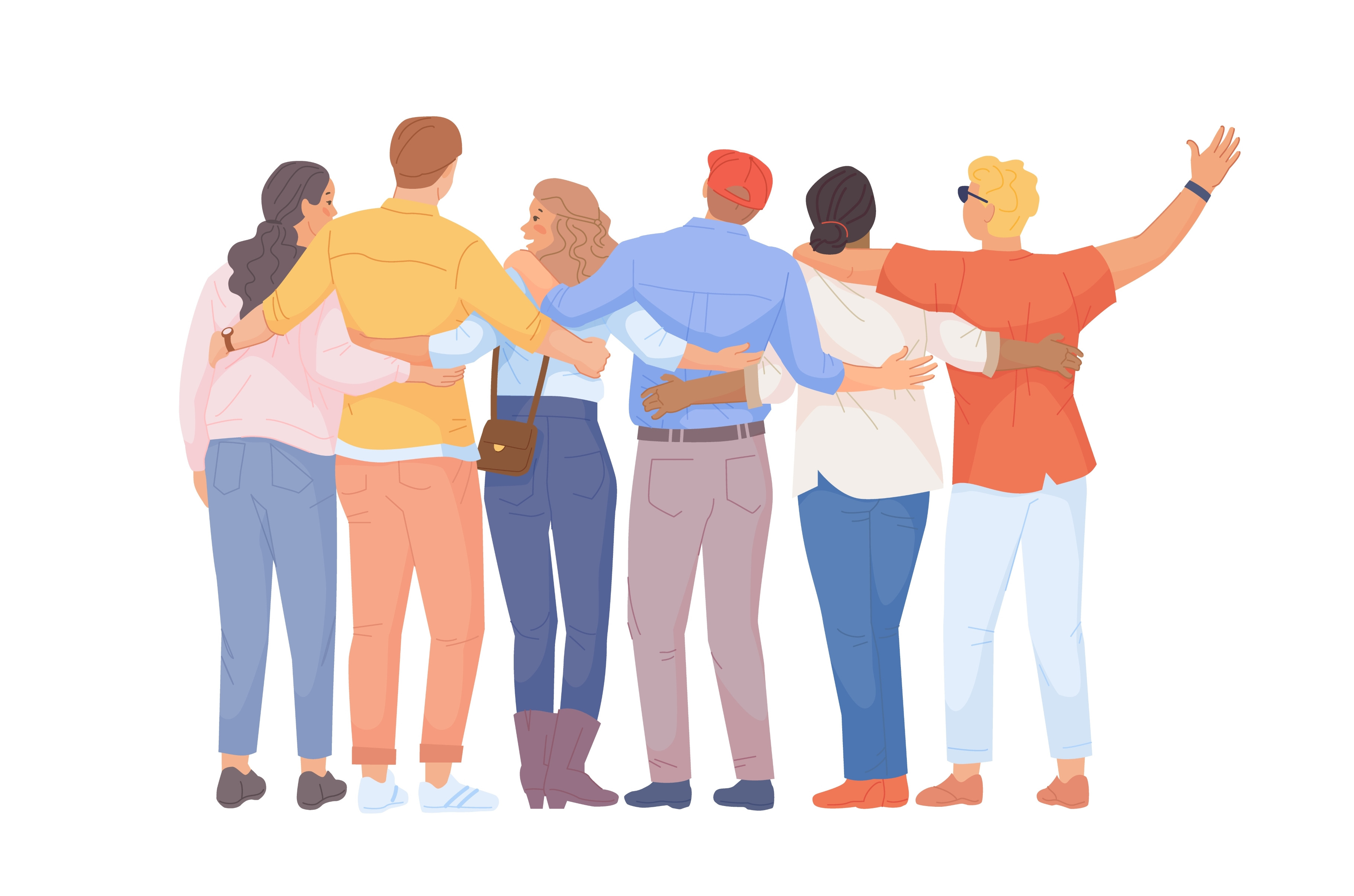 Hugging backs. Group people hugs, a Background Graphic by Stock-Smart-Start