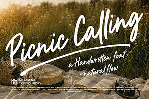 Picnic Calling, a Script Font by Metasena Typefoundry