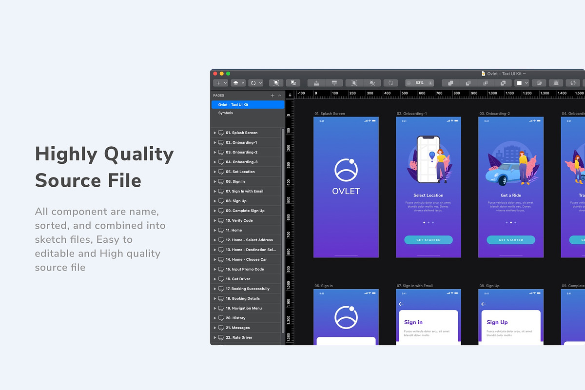 Ovlet - Taxi Mobile App UI Kit, an UI Kit Template by Masdika Studio (Photo 3 of 7)