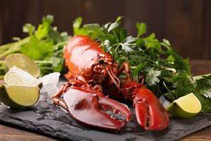 Lobster featuring lobster, seafood, and plate