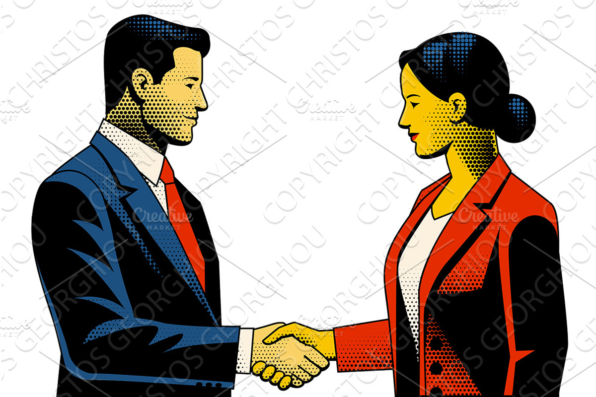 Retro Business Handshake Partnership, a Person Illustration by Christos Georghiou