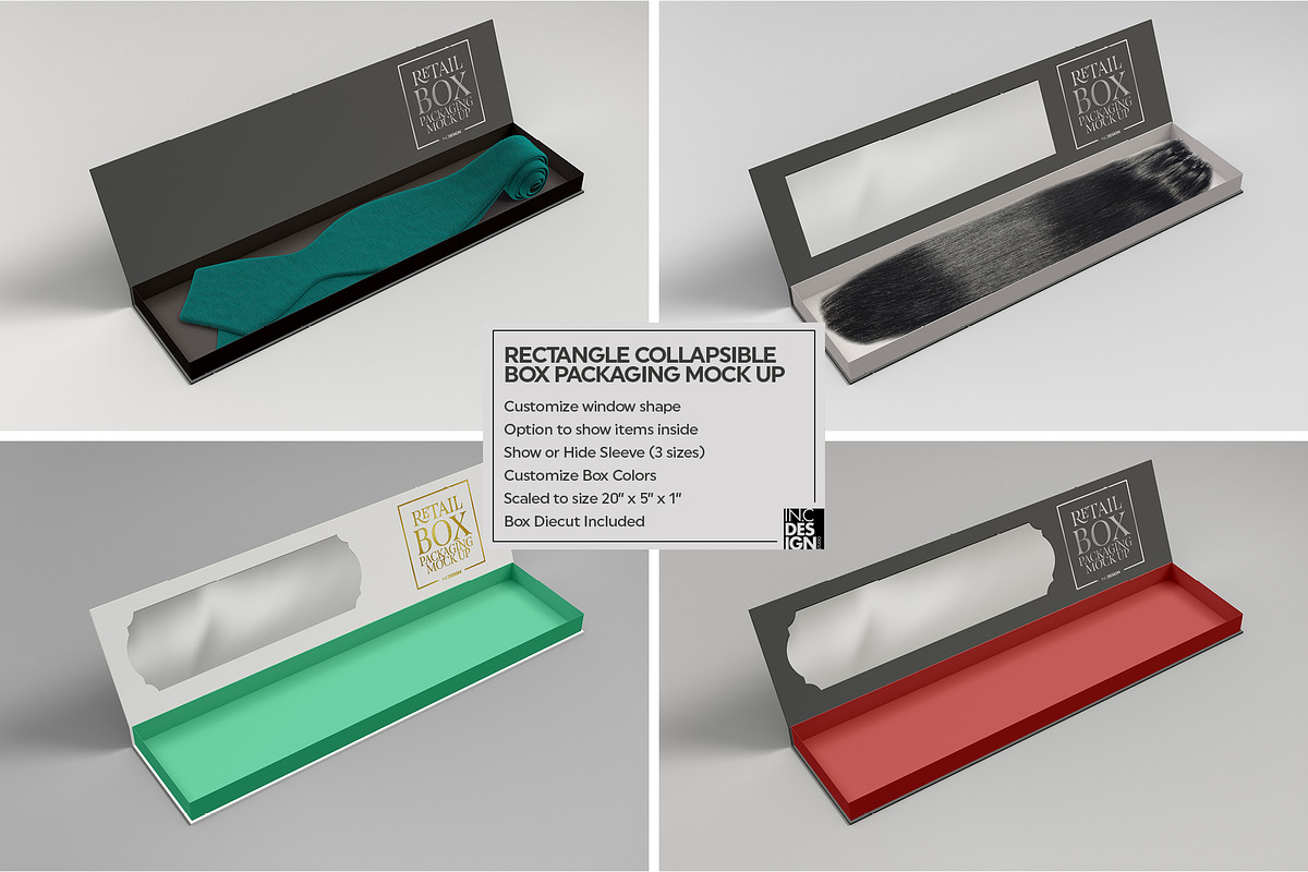 Rectangle Collapsible Box Mockup, a Packaging Mockup by INCDesign