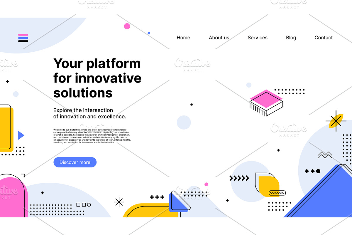 Abstract Memphis landing page, an Education Illustration by Buch&Bee