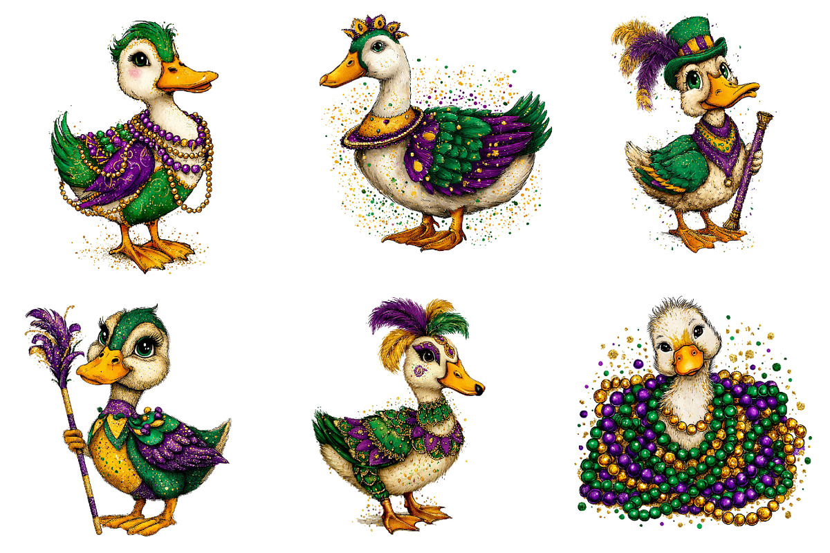 Mardi Gras Goose Clipart Bundle, an Illustration by Dream Creation (Photo 2 of 6)