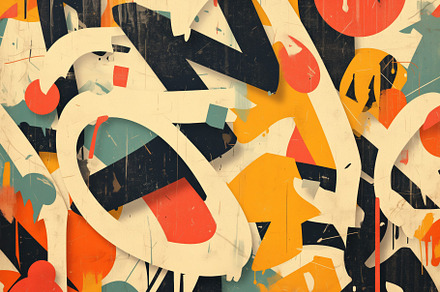 A vibrant abstract composition featuring a mix of colorful shapes and graffiti-, a Wallpaper Graphic by Textures & Backgrounds