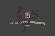 Vintage Chicken Illustrations Vector, an Animal Illustration by Seaquint (Thumbnail 1 of 3)