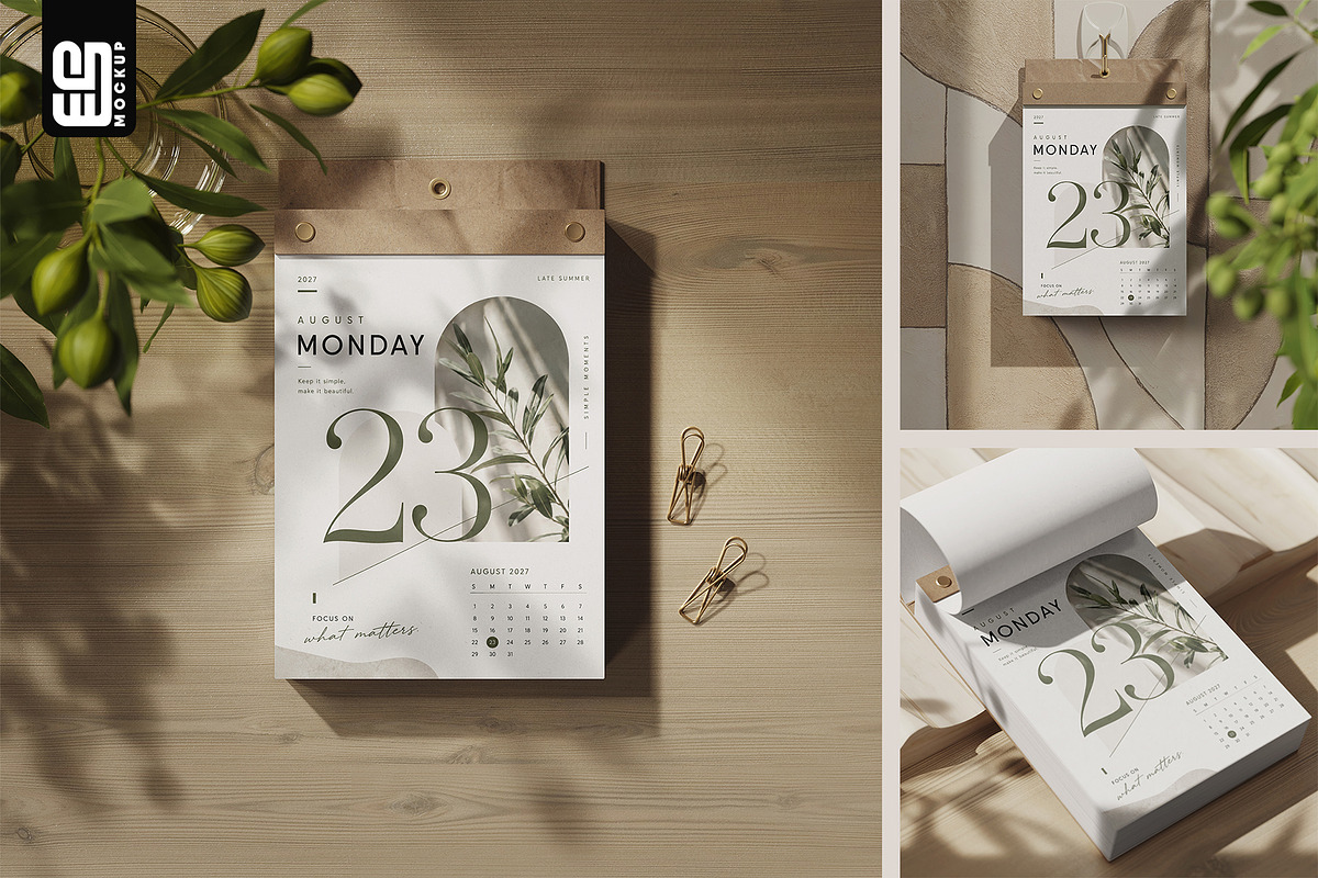Daily Tear-Off Calendar Mockup, an Advertising Mockup by SD Mockup (Photo 1 of 4)