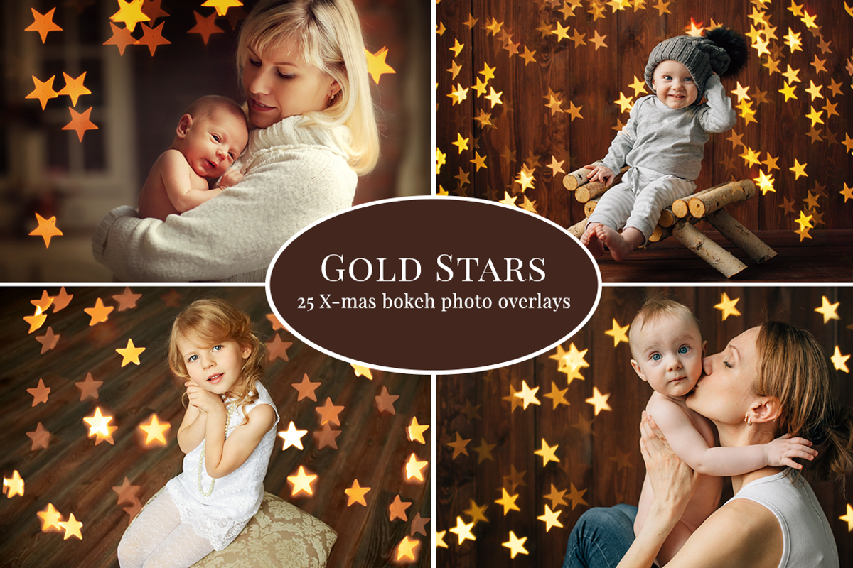 Gold Stars Bokeh Photo Overlays, a Layer Style Add-On by BrownLeopard (Photo 1 of 9)