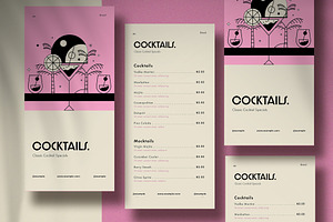 Illustrated Cocktail Menu, a Flyer Template by wavebreak