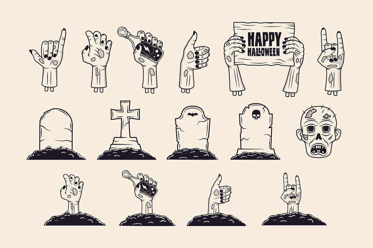 Zombie Hands & Graveyard Graphics, an Object Graphic by DenysHolovatiuk (Photo 2 of 4)