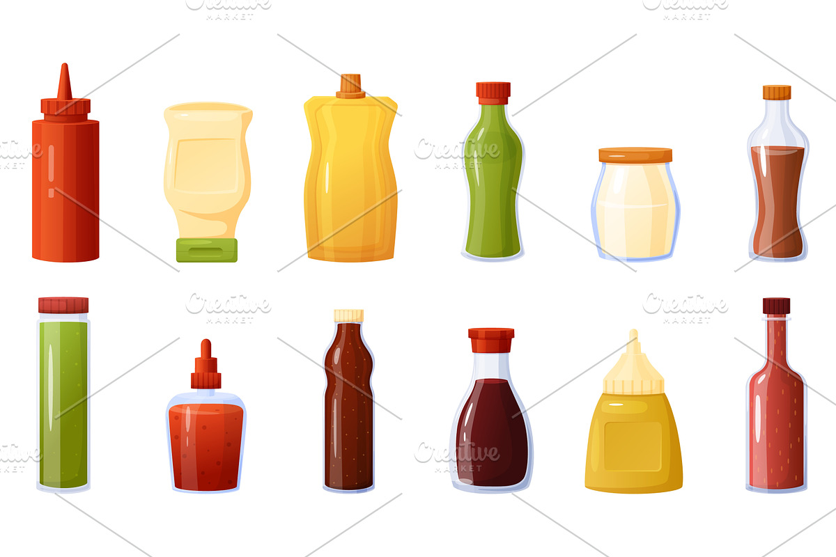 Cartoon sauce bottles. Different, a Graphic by LadadikArt