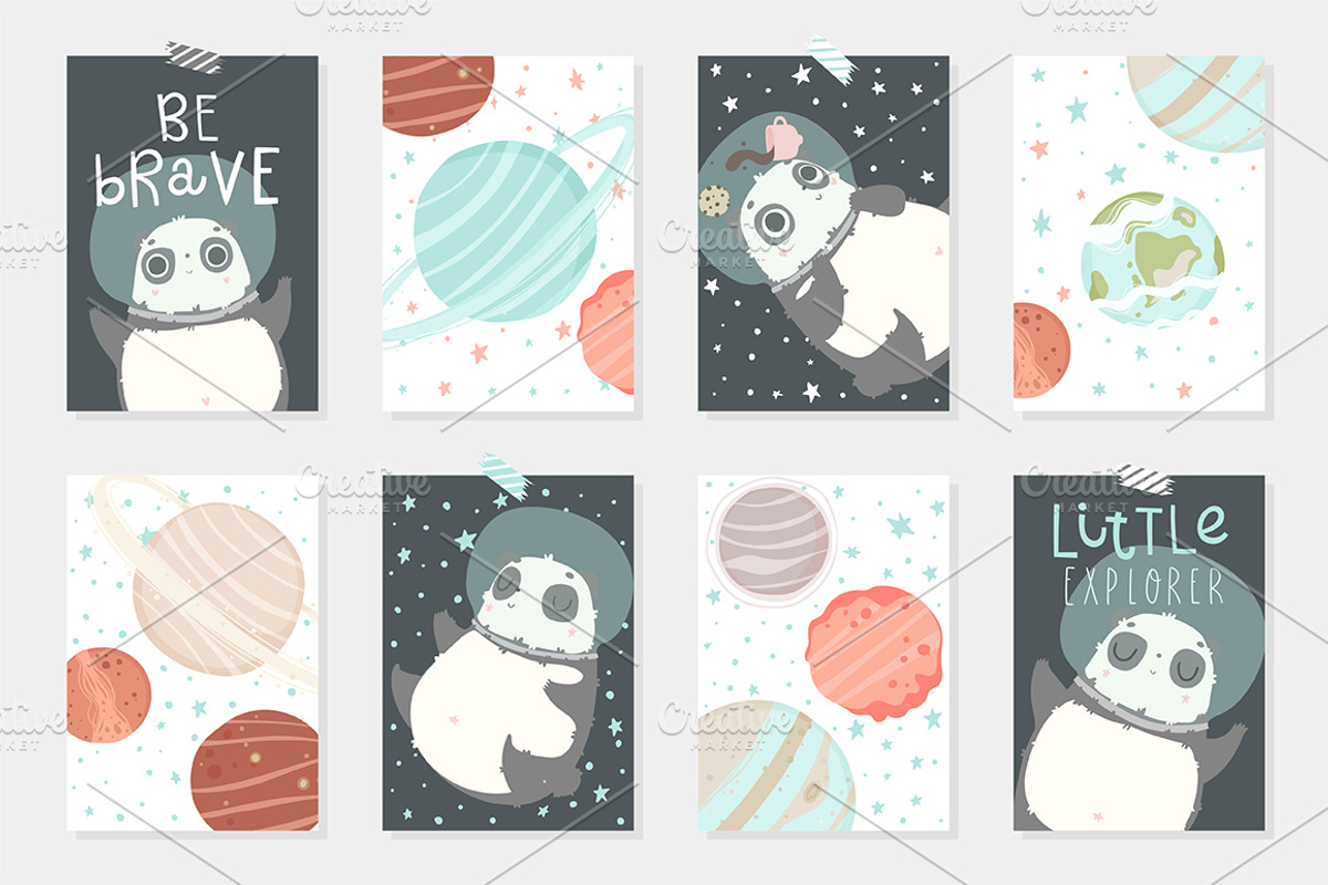 Panda in Space - kids set, an Object Illustration by Artnis (Photo 2 of 8)
