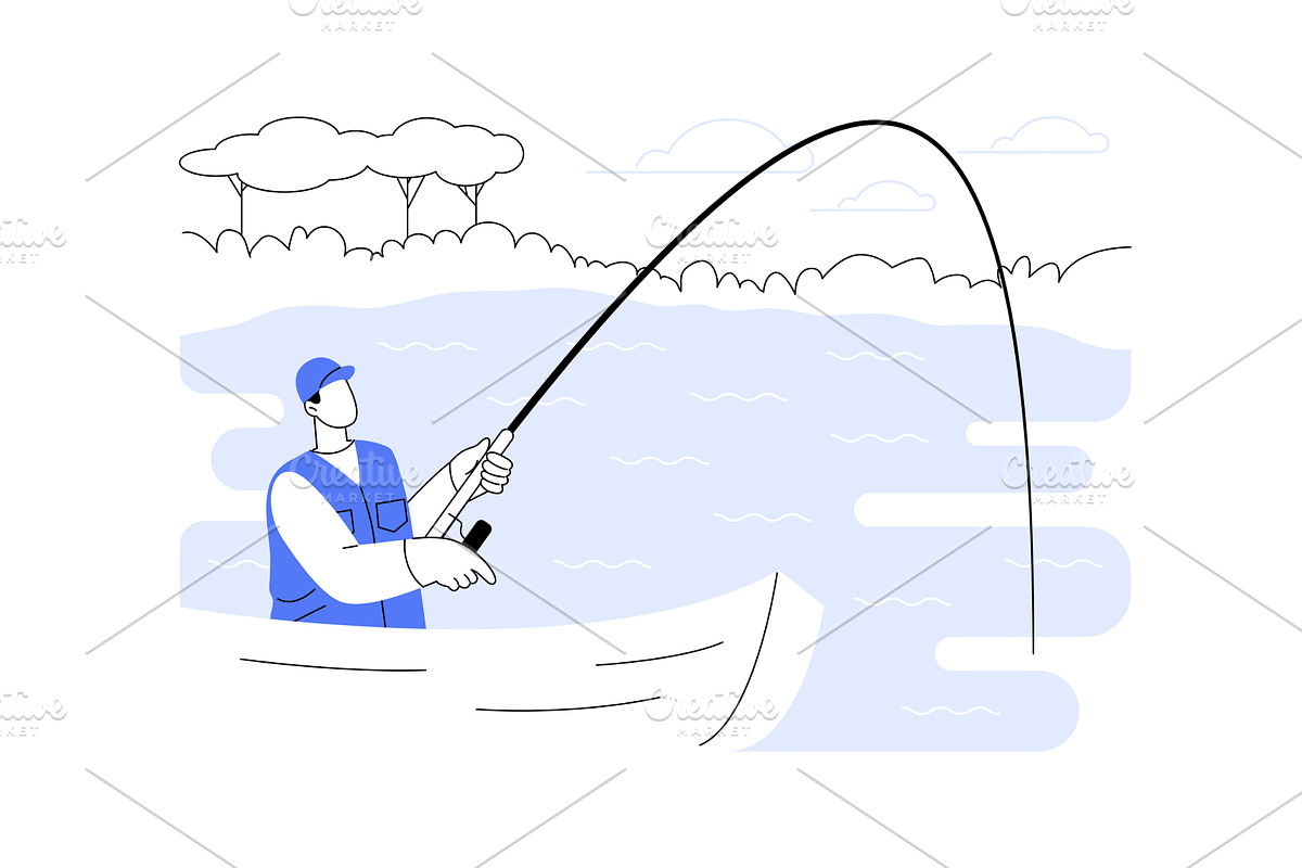 Sweetwater fishing isolated cartoon, a Person Illustration by Visual Generation