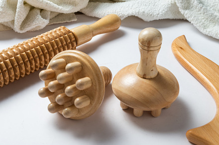 Anti-Cellulite Maderotherapy Instruments on White Table