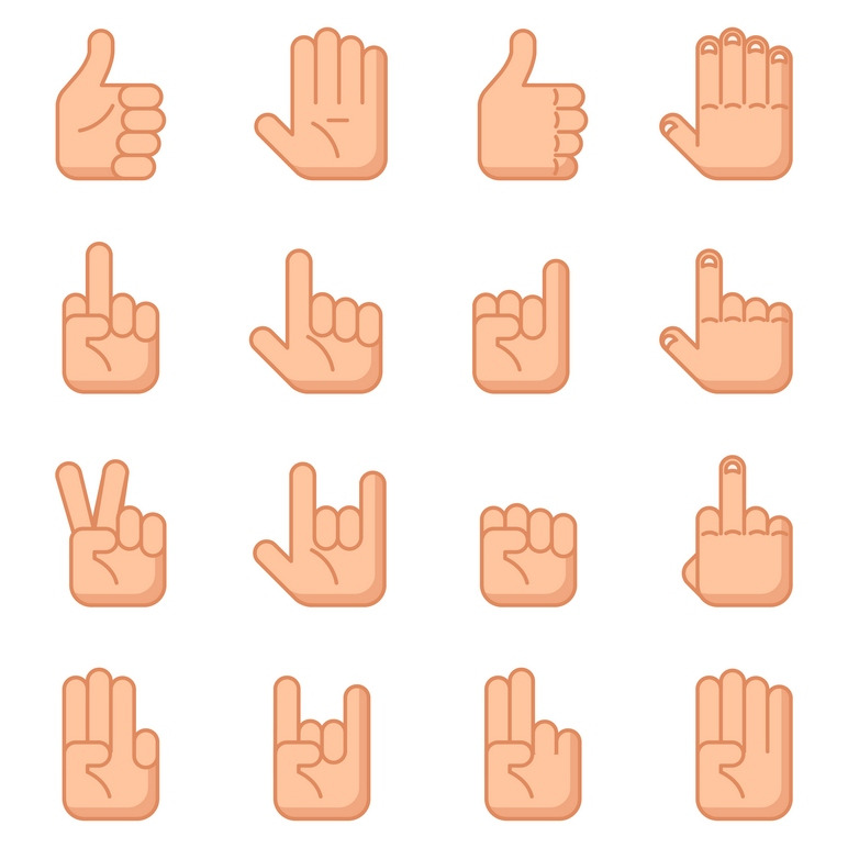 Hand gestures flat signs, an Icon by Microvector