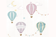 Hot air Balloon digital watercolor, an Illustration by Lolytop Studio (Thumbnail 2 of 5)