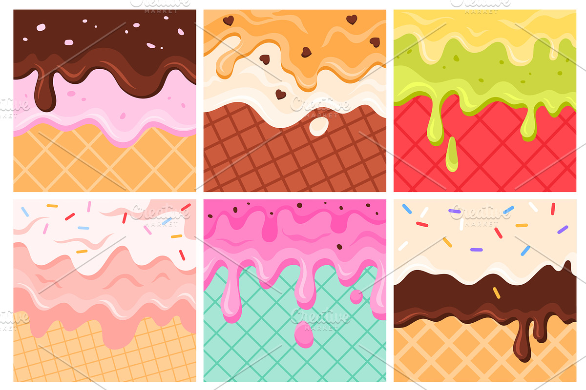 Drops of ice cream melt and flow, an Illustration by Flashvector