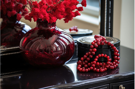 a ruby red beaded bracelet on a, a Beauty & Fashion Photo by Sergey Kotenev