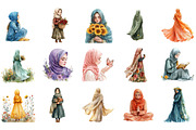 Hijabi Clipart Bundle, an Illustration by Designking (Thumbnail 3 of 5)