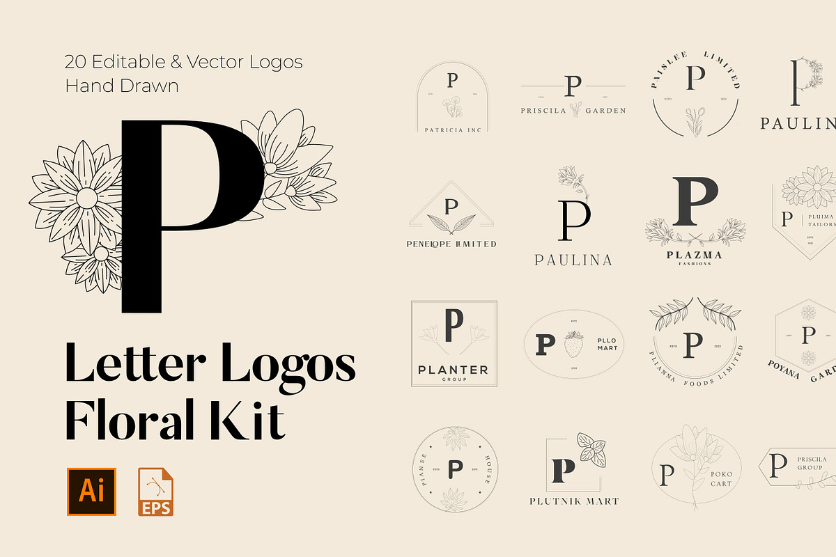 520 A to Z Floral Logos Bundle, a Branding & Logo Template by AN Productions (Photo 125 of 223)