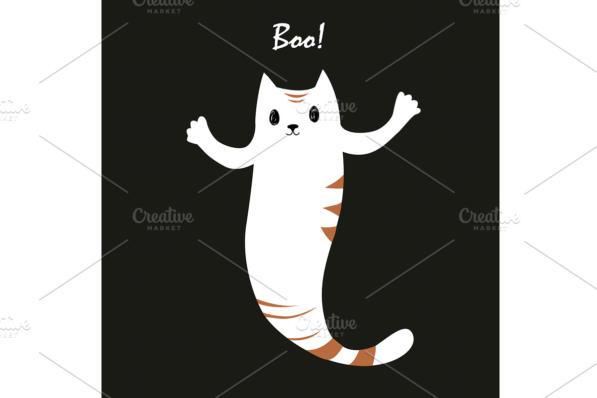 Cartoon kawaii Halloween ghost cat, an Animal Illustration by Toltemara