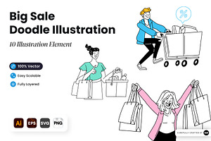 Big Sale Doodle Illustration, an Object Illustration by SLAB! Design