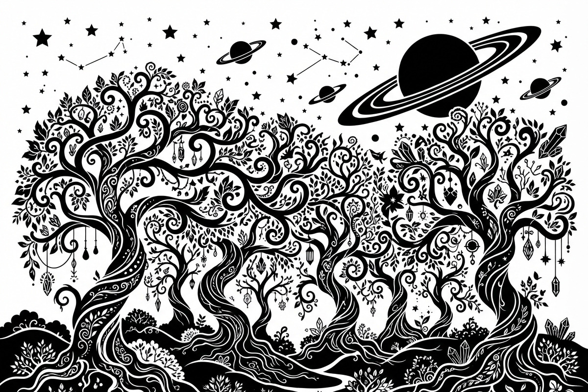 50 Mystical Galaxy Forest Silhouette, a Technology Illustration by Amazin_art (Photo 35 of 41)