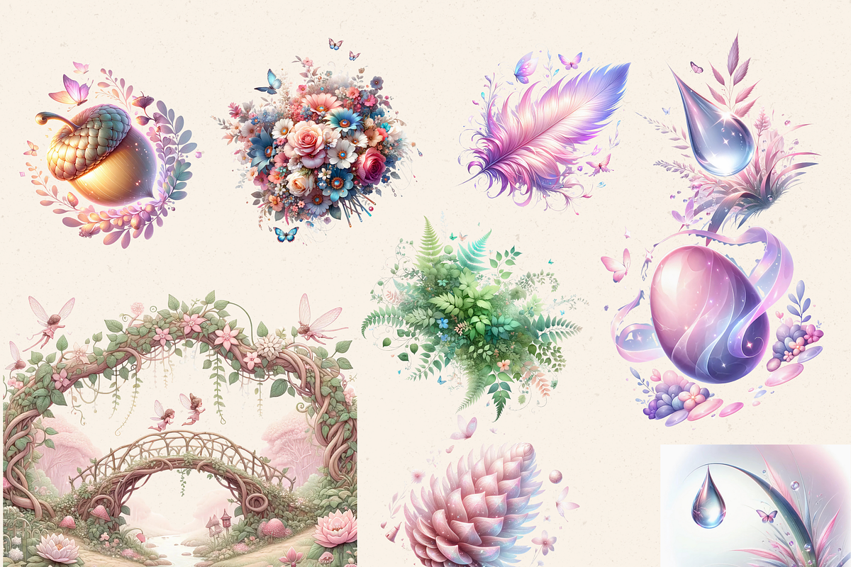 PINK FAIRY ENCHANTED FOREST CLIPART, a Person Illustration by Daring Digies (Photo 4 of 9)