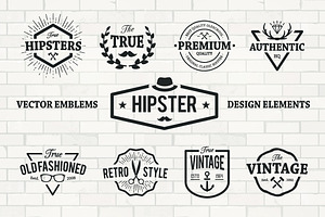 Hipster Emblems Vector Set