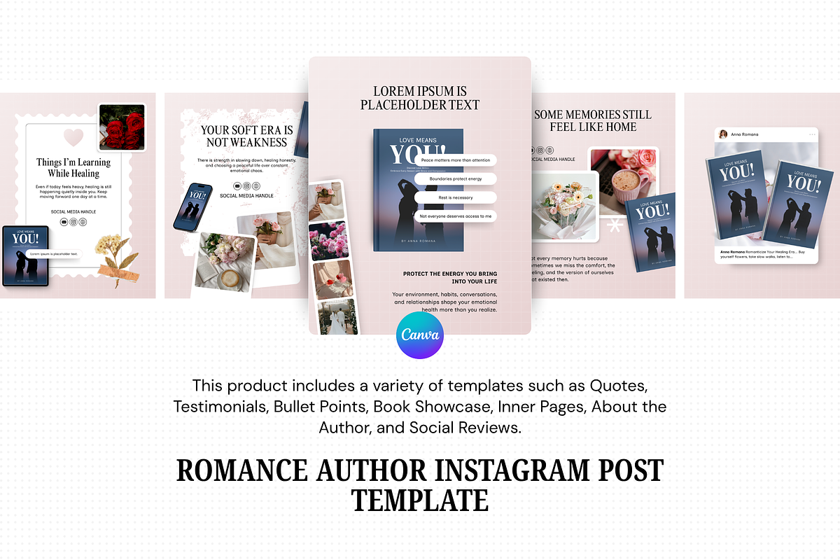 Romance Author Canva Instagram, a Marketing Template by Snapybiz (Photo 8 of 10)