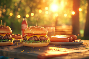 Delicious burgers and hot dogs, a Photo by Pavel_design
