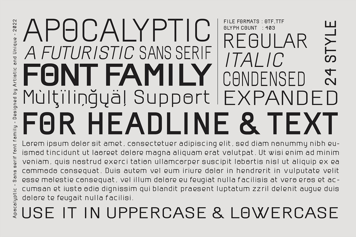 Apocalyptic - Sans Serif Font Family, a Sans Serif Font by Artistic & Unique (Photo 6 of 14)