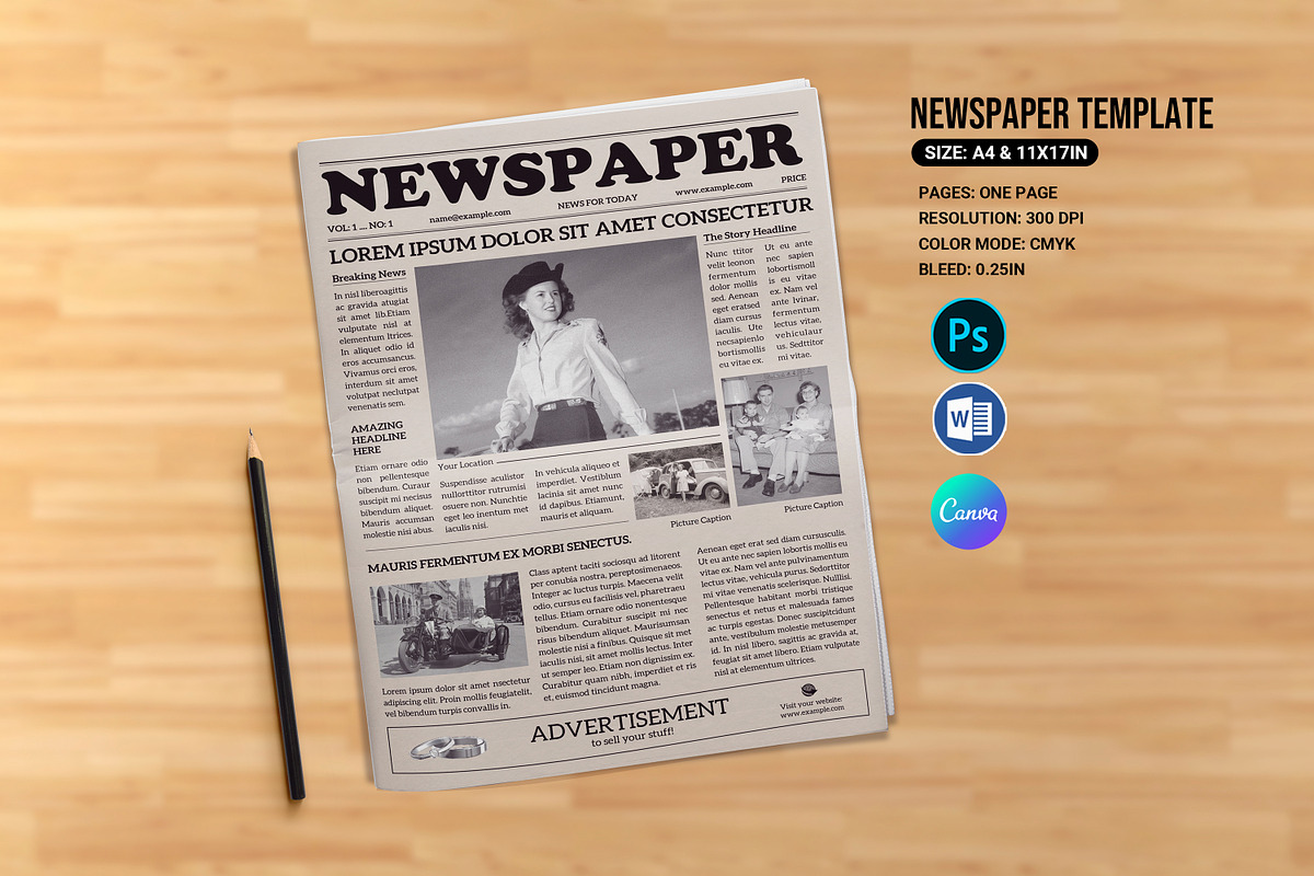 Newspaper Template, a Stationery Template by Template Shop (Photo 1 of 4)