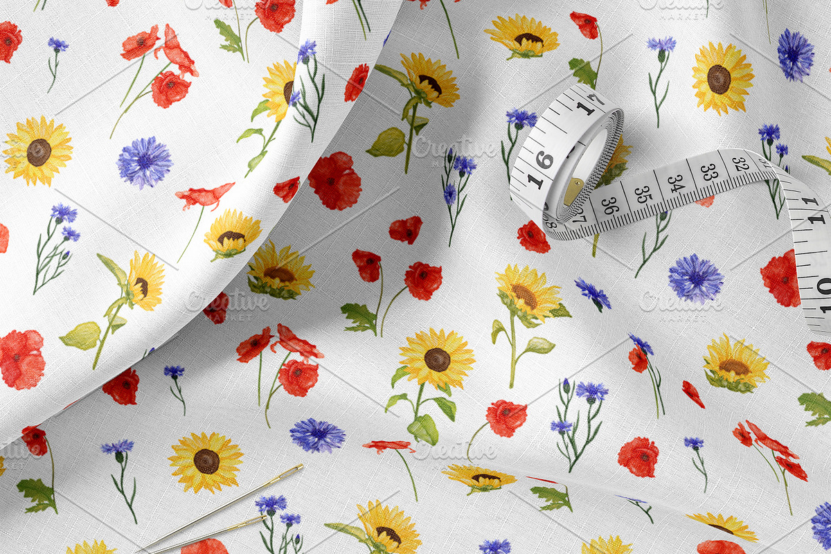 Wildflowers, stripes, checks bandle, a Pattern Graphic by Oksana Dovhopol Art (Photo 10 of 23)