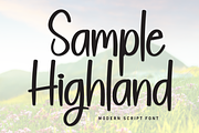 Sample Highland | Script Font, a Handwritten Font by Scratchones (Thumbnail 1 of 8)