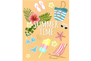 Summer Time Background With Beach