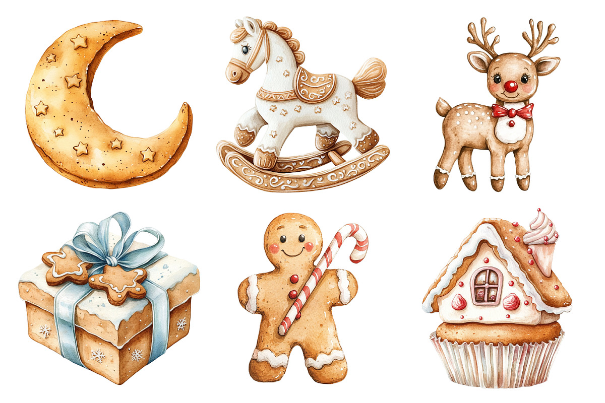 Cute Christmas Gingerbread Clipart, an Illustration by Daily.Designs (Photo 2 of 5)