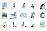 Watercolor Winter Clipart Collection, an Illustration by DreamCafeArt (Thumbnail 3 of 6)