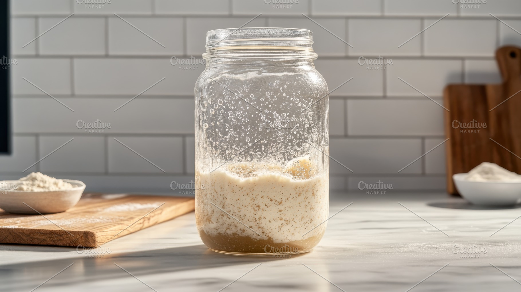 Sourdough Starter in a Mason Jar, a Food & Drink Photo by Virgo Studio