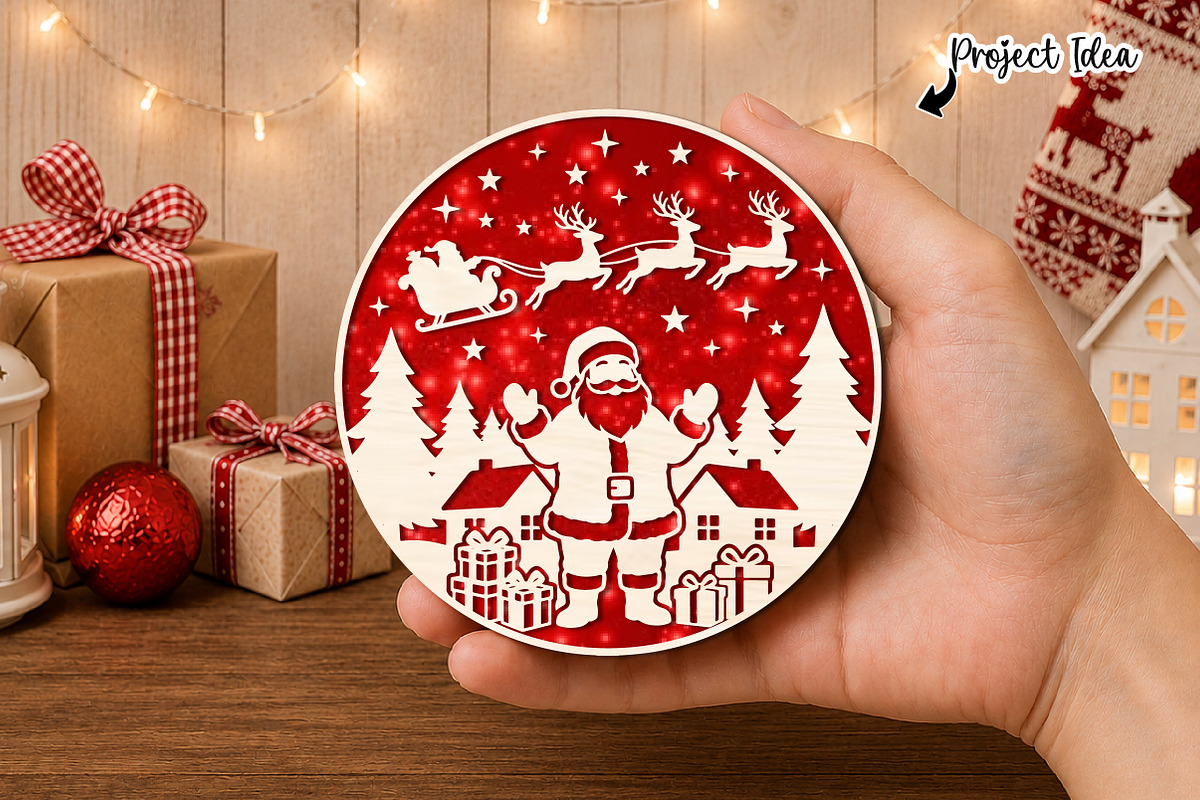 Santa Claus Christmas Round Sign SVG, an Object Graphic by OK Design (Photo 2 of 3)