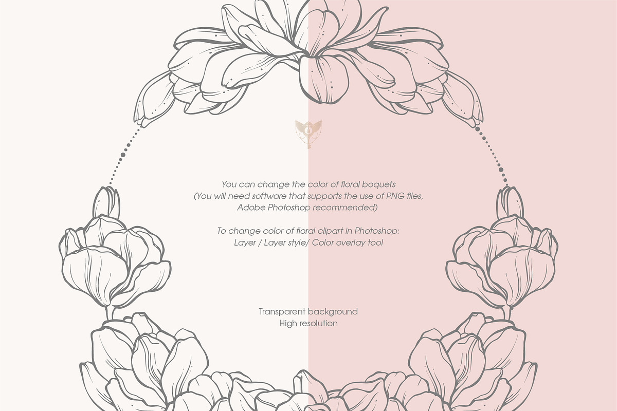 Linear Magnolia Flowers Wreath PNG, an Illustration by Color and Decor (Photo 2 of 7)